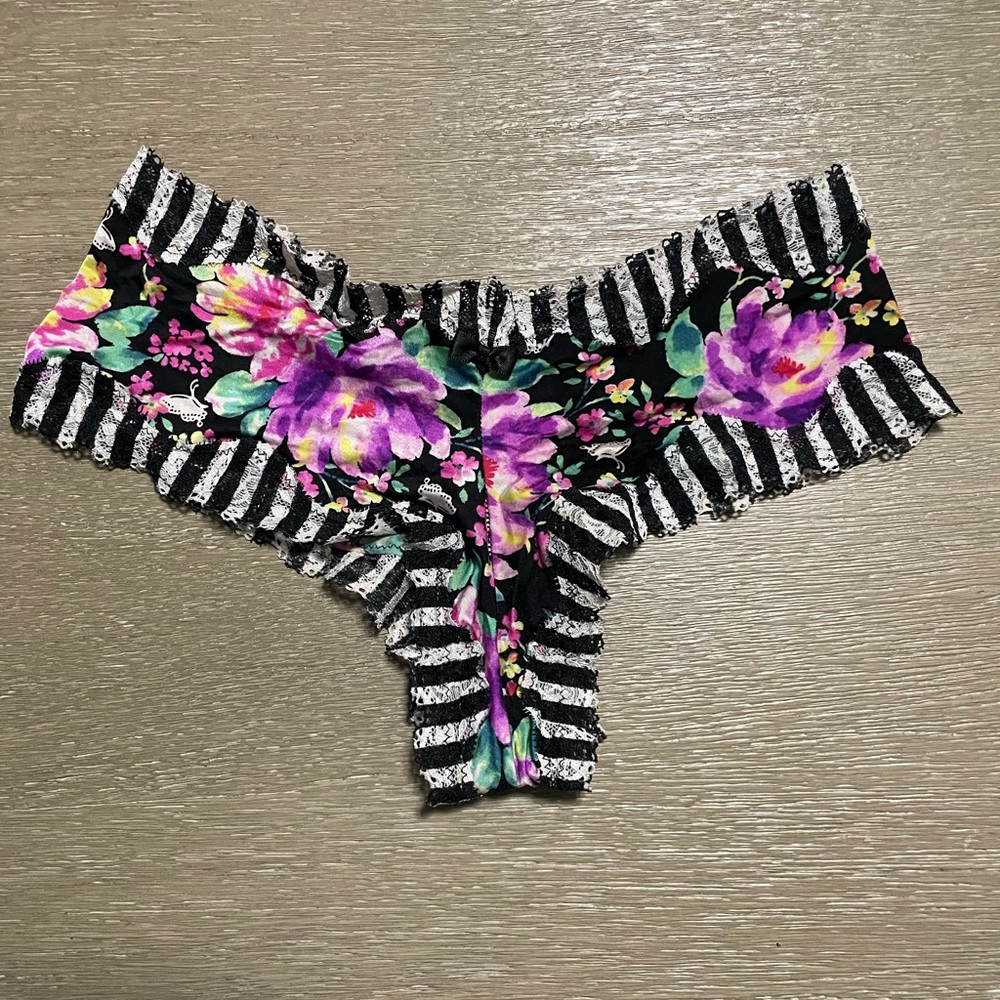 Victoria's Secret Black and Purple Floral panties